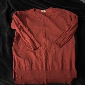 Rust Red V-Neck Sweater